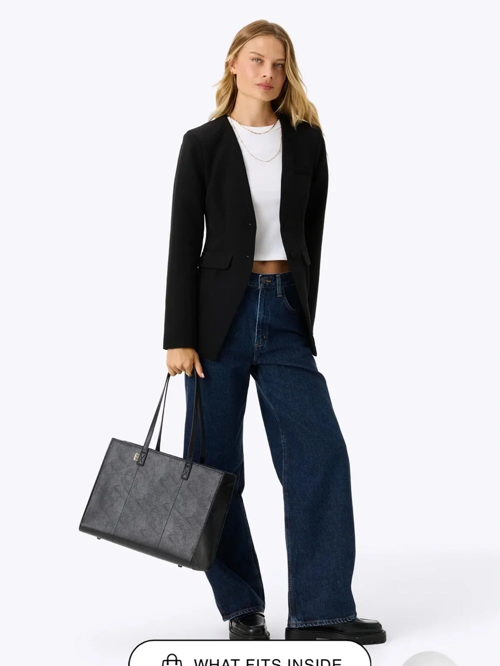 BEIS Black Structured Leather-Look Tote